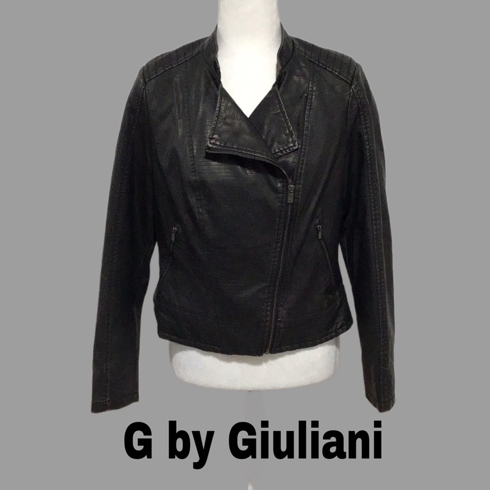 NEW G by Giuliani Moto Jacket, Faux‎ Leather, Black, Size Medium